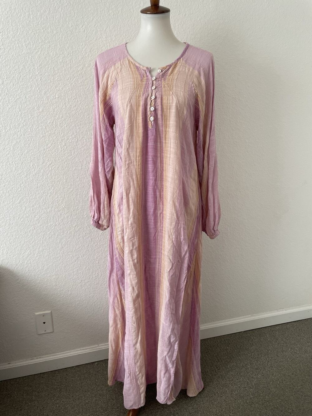 L Space Dress Flowy Maxi Striped Beach Coverup Bohemian Cassia Beach Summer